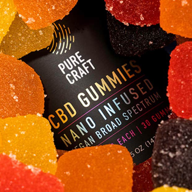 Pure Craft's Nano CBD Infused Broad Spectrum Vegan Gummies
