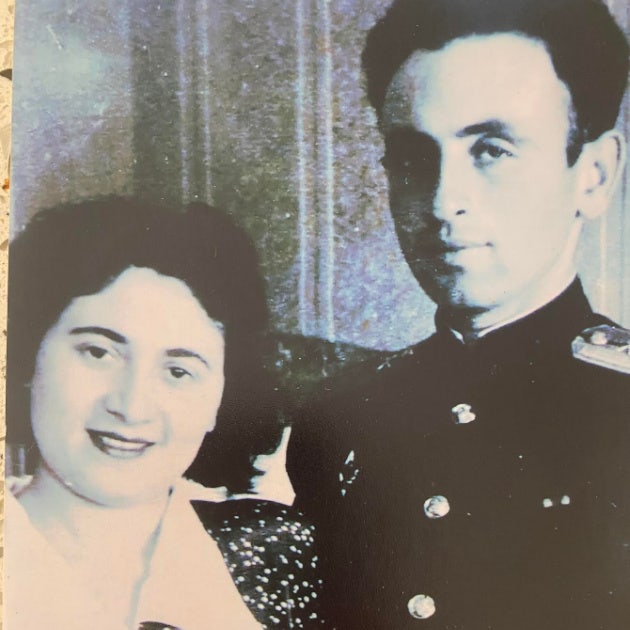 b&amp;amp;w photo of the author's in-laws, Ukrainian refugees from the Soviet invasion