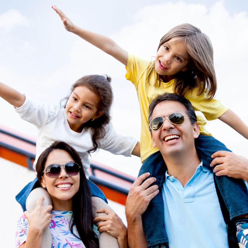 mom struggles to care for her kids on a plane while her husband relaxes