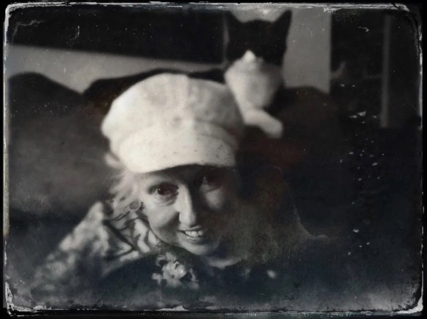 Author's mom and her cat, Lollypop