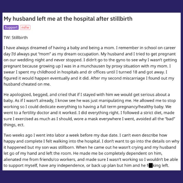 woman's husband abandoned her at the hospital after miscarriage