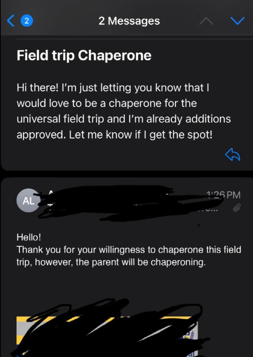 stepmom volunteers to chaperone stepdaughter's field trip and gets tasteless response from teacher